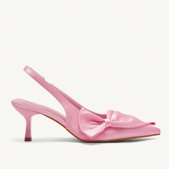 Pink Women's Elegant High Heel Pointed Toe Slingback Pumps - Picture 5 of 7